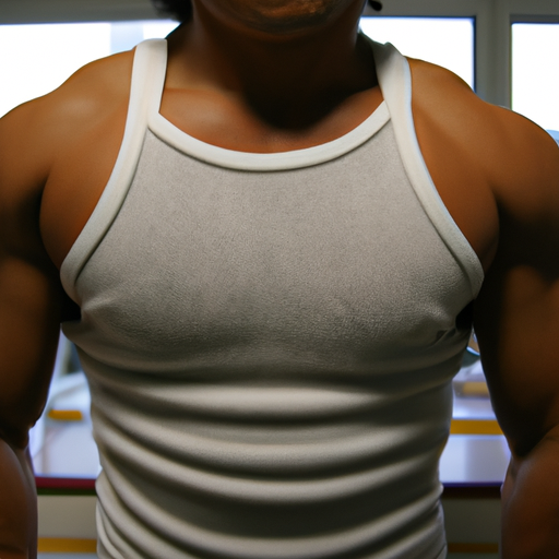 Bodybuilder mit Tanktop im Gym ohne gesicht
