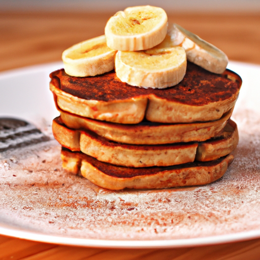 create a picture of a delicious protein pancake for bodybuilders. The pancake should be nicely arranged and decorated on a plate.